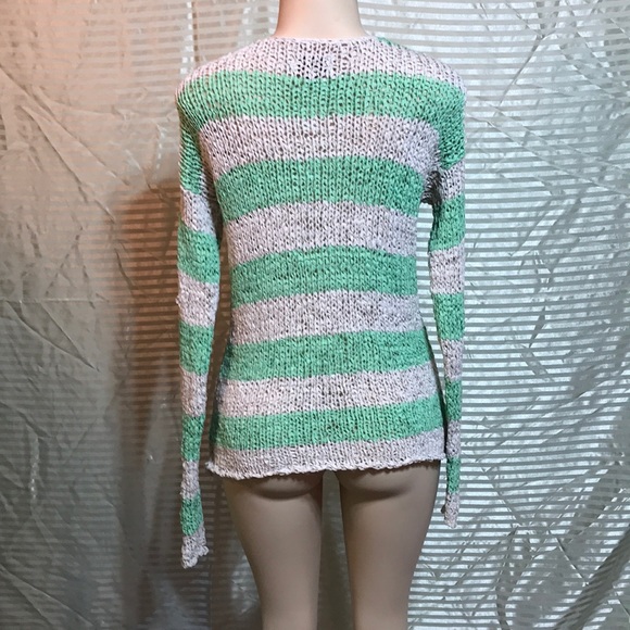 Mint Striped Extremely Chunky Knit Long Sleeve Top - Picture 5 of 8